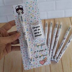 kit com 10 Canetas Personalizada com Nome Dia dos Enfermeiros
