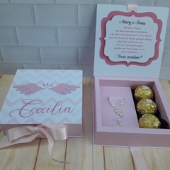 Convite Padrinhos Batizado Rosa