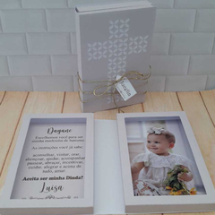 Convite Padrinhos de Batismo cruz com foto - Lilapapelê | Convites personalizados