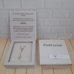 Convite Padrinho Batizado Bege com Strass - loja online