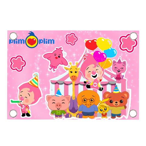 Lona de 200x150cm para Decoración de Plim y Plim, Payaso Niña Rosa - comprar en línea