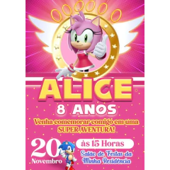 Convite Virtual - Sonic - Amy Rose - comprar online