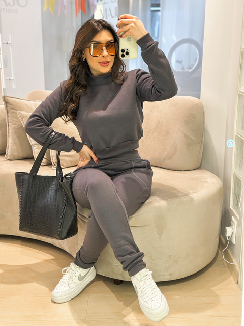 Conjunto de moletom chumbo - duas peças - comprar online