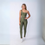 Conjunto Top + Legging Canelado Verde Militar Ombro único