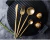 Conjunto de louça de aço inoxidável preto, faca bife, garfo, café colher, ta na internet