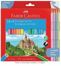 Lápis De Cor Com 24 Cores + 4 Cores Pastel Faber Castell