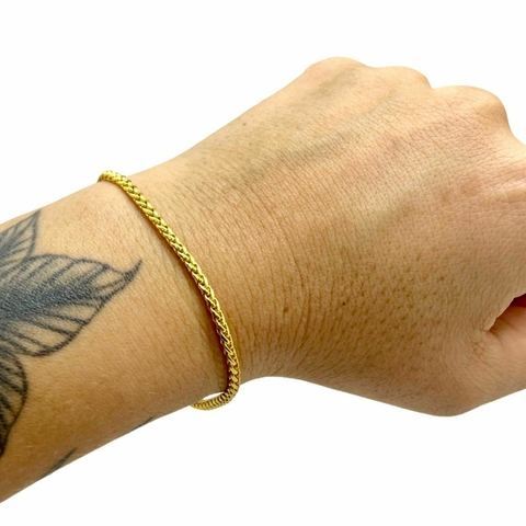 Pulseira 3mm Peruano Banhado a Ouro 18k