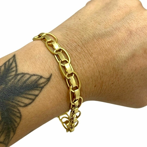 Pulseira 10mm Imperador Banhado a Ouro 18k