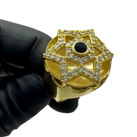 Anel Poze Pedra Petra Banhado A Ouro 18