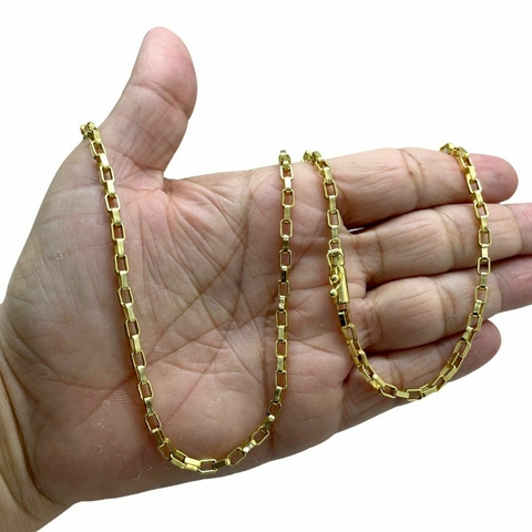 Corrente 4mm Tijolinho Banhado A Ouro 18k