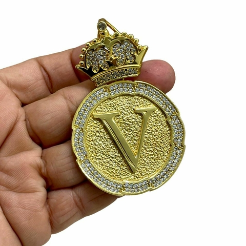 Pingente Letra Cravejado Banhado A Ouro 18k