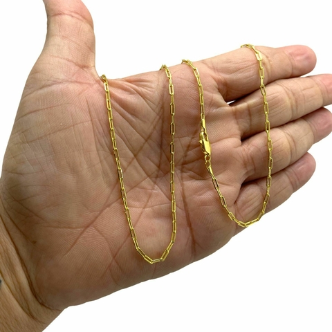 Corrente 2mm Cartier Fecho Lagosta Banhado A Ouro 18k
