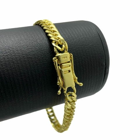 Pulseira 7mm Grumet Fecho marcação 750 Banhado a Ouro 18k