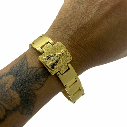 Pulseira Bracelete Banhado a Ouro 18k Lançamento 14mm