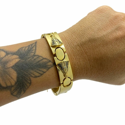 Pulseira Bracelete Banhado a Ouro 18k Lançamento 14mm