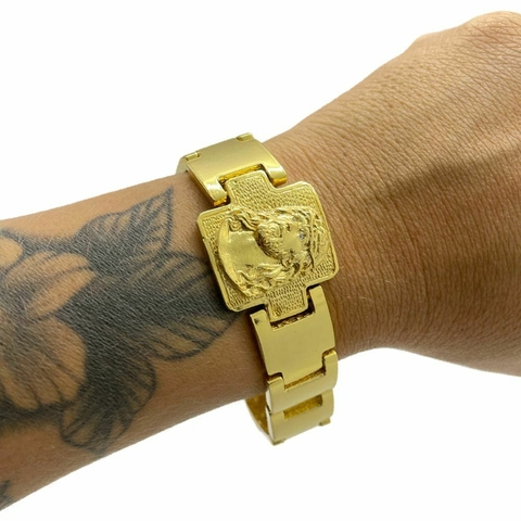 Pulseira Bracelete Banhado a Ouro 18k Lançamento 14mm