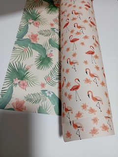 Cartulina bifaz | palmeras y flamingos - Insumos de impresion Burzaco