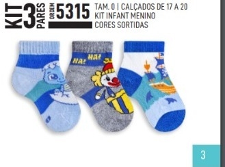 3 PARES DE MEIA INFANT MENINO - MARCA POLO - 17 AO 20