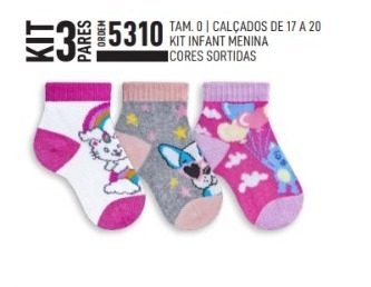3 PARES DE MEIA INFANT MENINA - MARCA POLO - 17 AO 20