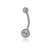Cartela Com 12 Piercings de aço inox p/ Umbigo pedra Branca / CÓD.:7911101