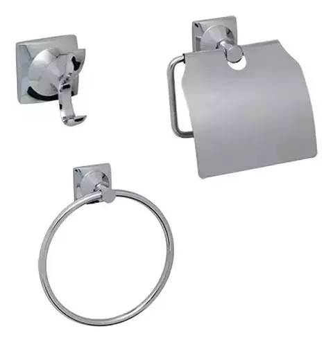 Set Baño Toallero Percha Portarrollo Acero Inoxidable Mozart