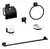 Set Accesorios De Baño Metálico Y Vidrio Negro De 6 Piezas