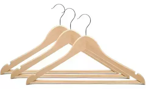 Percha De Madera Pack Set 3 Barnizada Premium