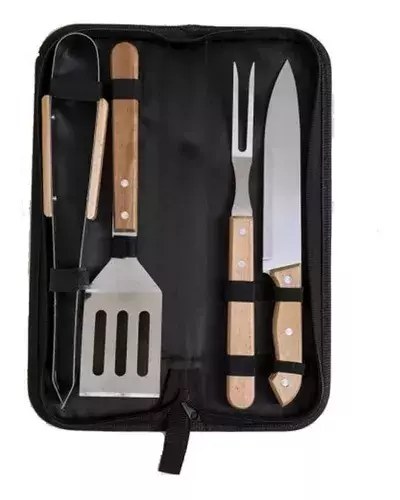 Set De Asador Con Estuche 4 Piezas Parrillero Kit Asado