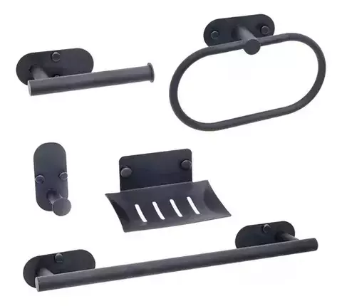 Set Accesorios Baño London 5 Piezas Negro Mozart