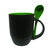 Caneca Mágica Preto Fosco - com colher - interior Colorido Cerâmica