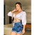 Short Jeans Feminino Justo Com Lycra Cintura Alta Pl - Kalu Modas