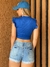 Blusa Feminina Cropped Manga Curta Canelada Gola Alta P M G - loja online