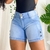 Short Jeans Feminino Cintura Alta Meia Coxa Tendencia Cicli - Kalu Modas