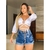Short Jeans Feminino Justo Com Lycra Cintura Alta Pl na internet