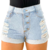 Short Jeans Feminino Cintura Alta Botões Cobertos Hot Pants - loja online