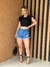 Blusa Feminina Cropped Manga Curta Canelada Gola Alta P M G