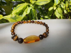Pulsera ámbar y ojo de tigre - comprar en línea