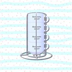 Torre com quatro xícaras. Peças Personalizáveis.