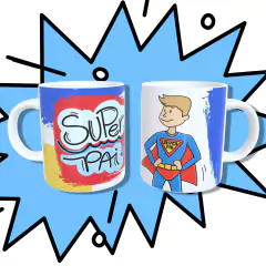 Caneca com estampa: Super Pai e um Super Herói.