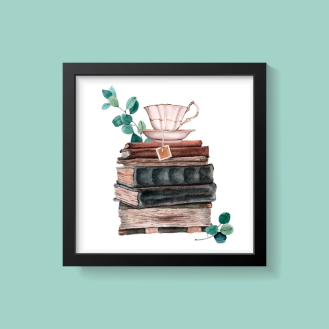 Quadro - Chá e livros