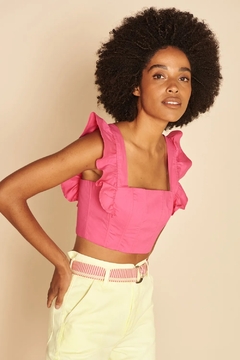 CROPPED TRICOLINE CORPETE - HOT PINK