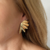 Brinco grande com design de folha, banhado em ouro 18k