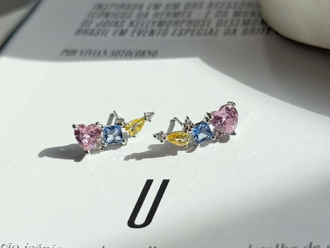 Brinco Mini Ear Cuff Colors Banho Ródio Branco - comprar online