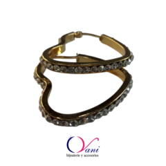 Aro Acero Dorado Corazón C/ Strass ( 30mm) - Vani bijouterie y accesorios 