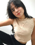 CROPPED CANELADO GOLINHA - BEGE