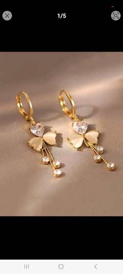 AROS TREBOL CHAPADO EN ORO 18KL - comprar online