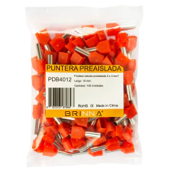 PUNTERA TERMINAL DOBLE TIFF BRINNA BOLSA X100 - Elecas Materiales Eléctricos