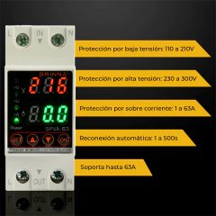 PROTECTOR MONOFASICO CONFIGURABLE BRINNA SPVA-63 - tienda online