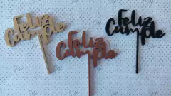 TOPPER MADERA FELIZ CUMPLE VARIOS COLORES