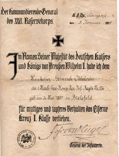Imagen de Lote de Heinrich Obbelode, Ametrallador, 234° Reg. Inf. Prusia. PGM. Original.